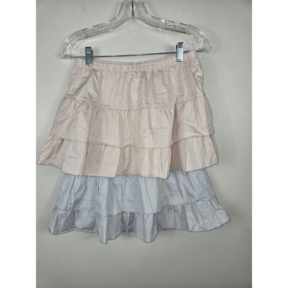 John Galt PacSun Tiered Ruffle Mini Skirt Set 2 Light Pink Blue One Size NWT